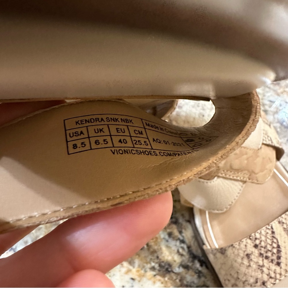 Vionic Kendra Snake Embossed Leather Sandals - Picture 3 of 7